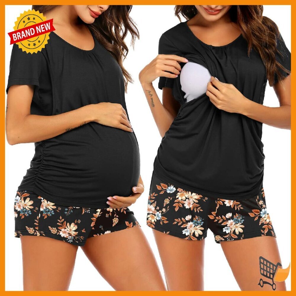 Maternity Nursing Pajama Set Soft Lounge Sleepwear Postpartum